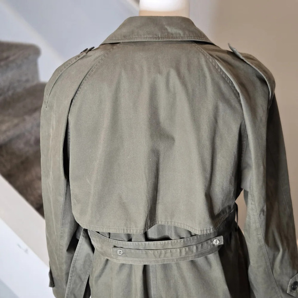 TOWNE by London Fog Olive Green Double-Breasted  Clasic Trench Coat Size 40 R - Picture 7 of 12